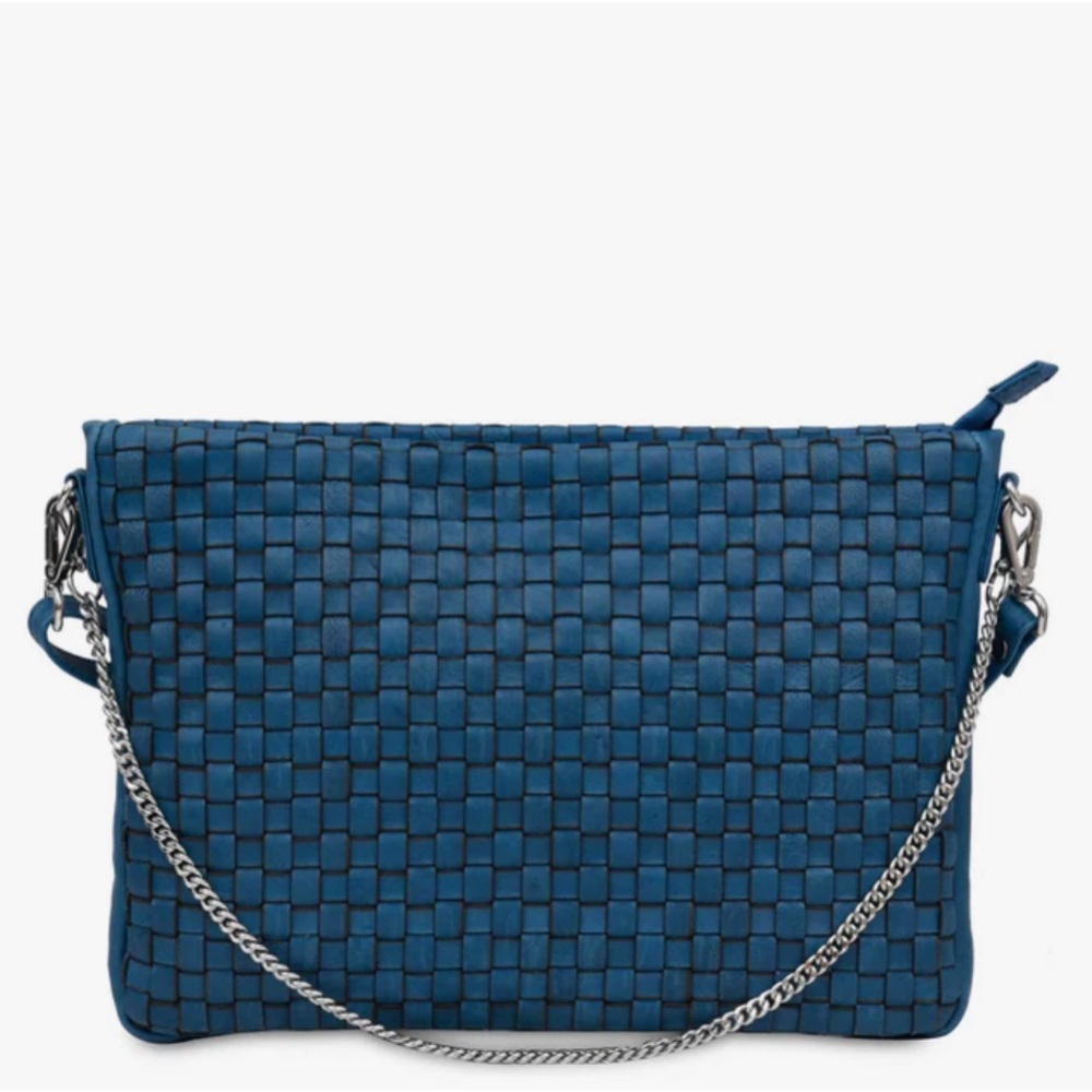 Teal Woven Leather Purse / Clutch